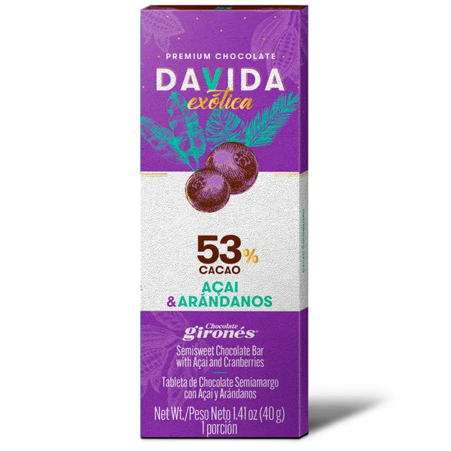 Producto Barra açaí & arándanos 53% cacao 40g