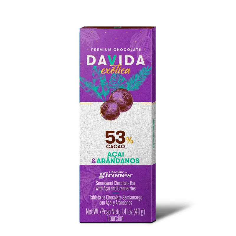 Producto Barra açaí & arándanos 53% cacao 40g