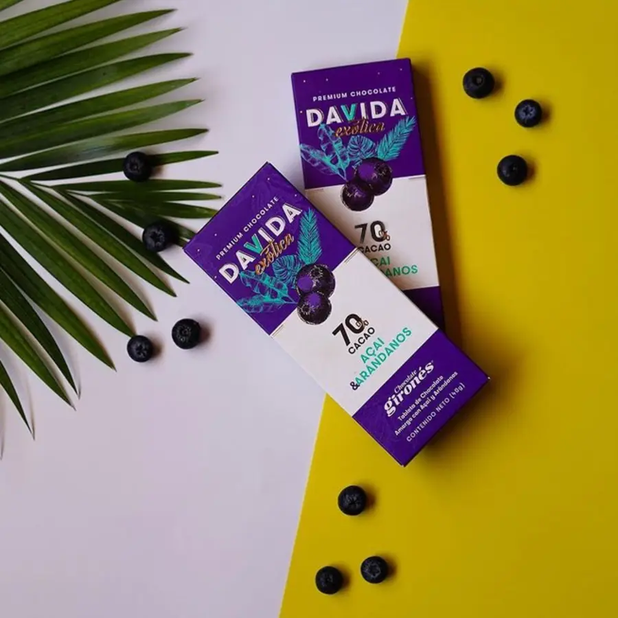 Barra açaí & arándanos 70% cacao 40g