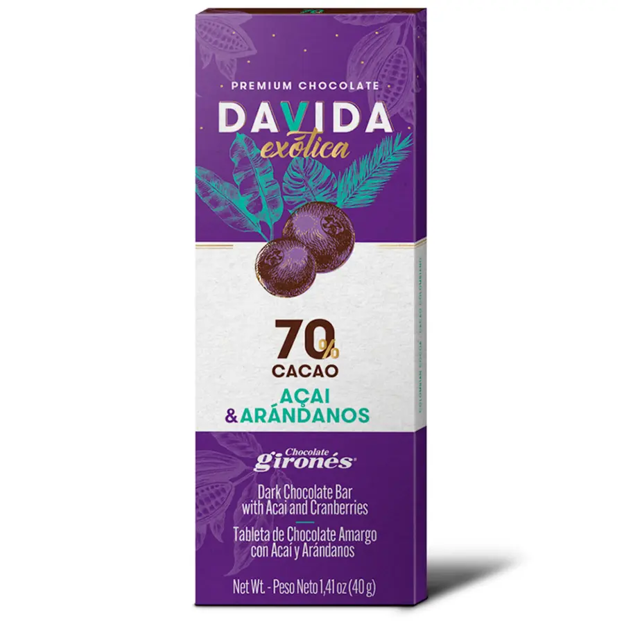 Producto Barra açaí & arándanos 70% cacao 40g