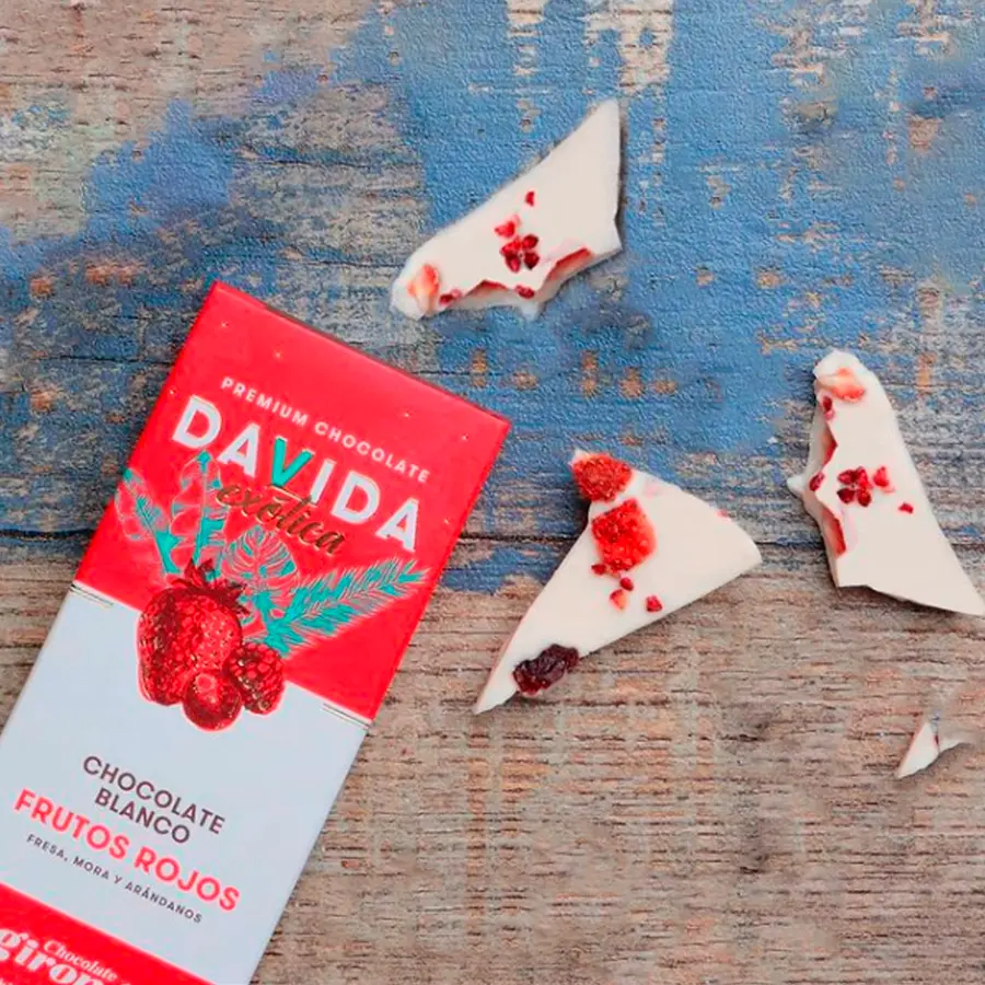Barra frutos rojos con chocolate blanco 40g