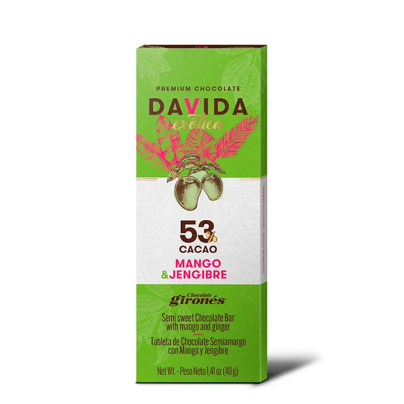 Producto Barra mango & jengibre 53% cacao 40g