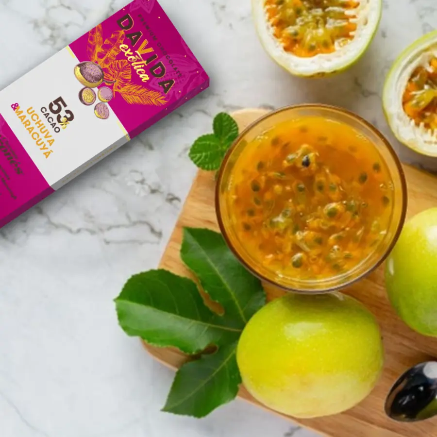 Cape gooseberry & passion fruit bar 53% cocoa 40g