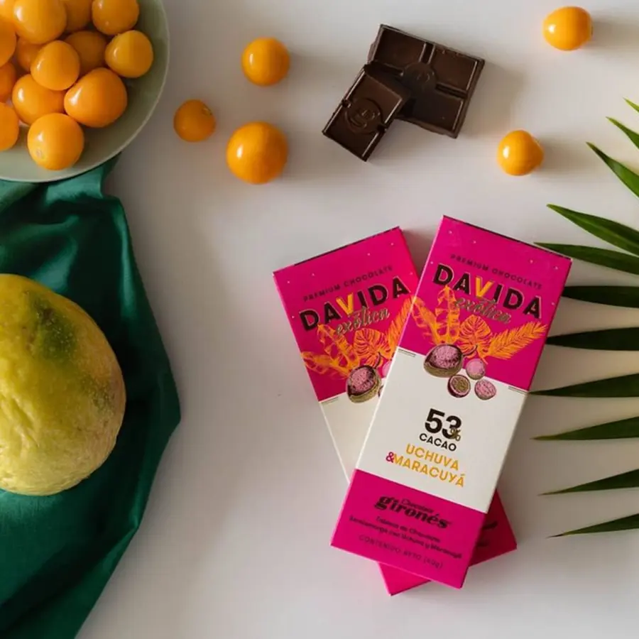 Cape gooseberry & passion fruit bar 53% cocoa 40g