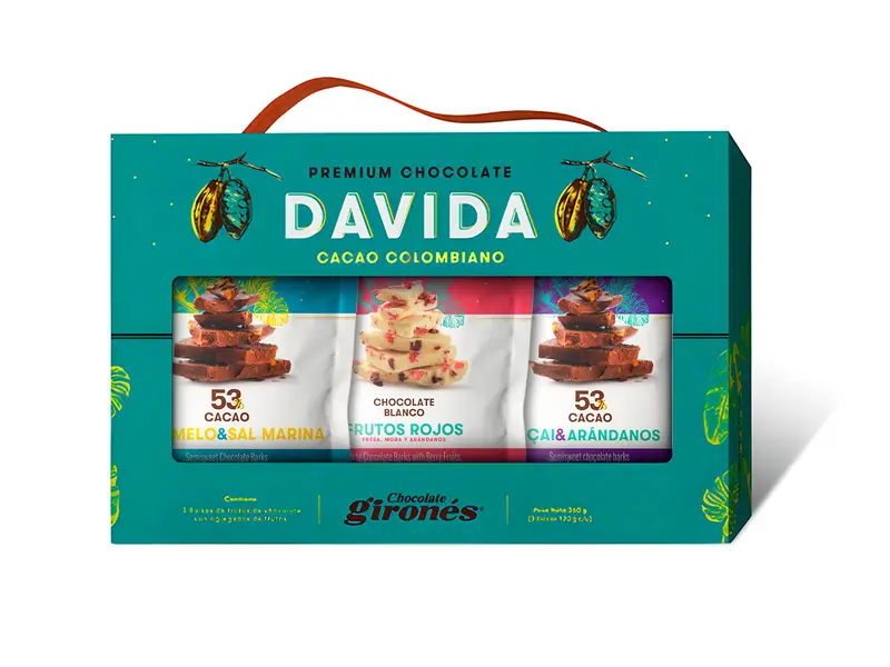 Producto Caja tipo maletín x 3 Snacks de chocolate