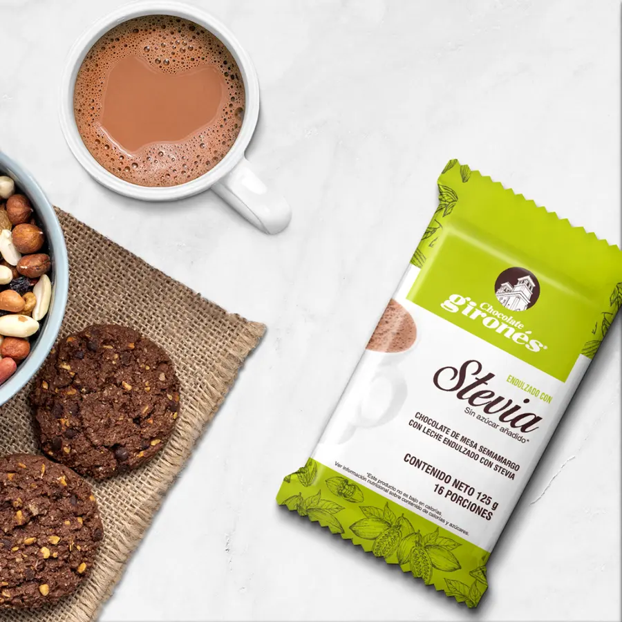 Chocolate semiamargo con leche con stevia 125g