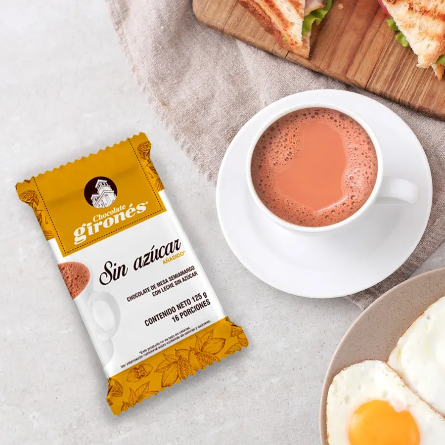 Chocolate semiamargo con leche sin azúcar 125g