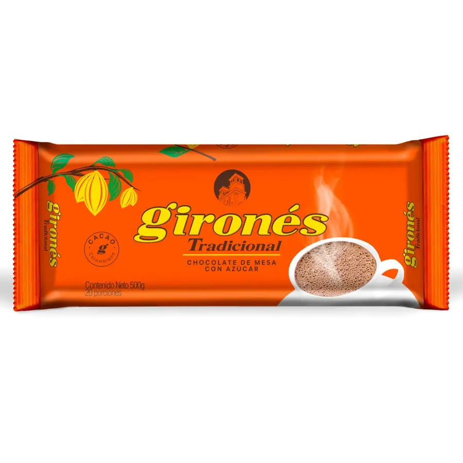 Producto Chocolate tradicional con azúcar 500g