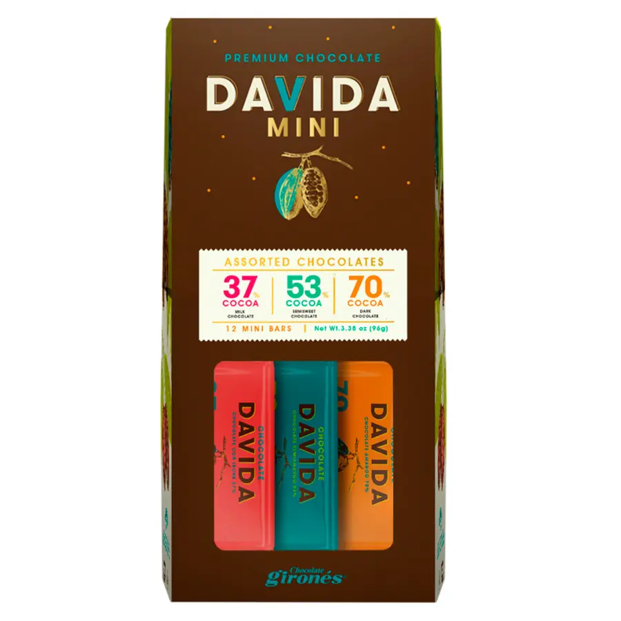 Producto Mini barras surtidas 37%, 53% y 70% cacao 96g