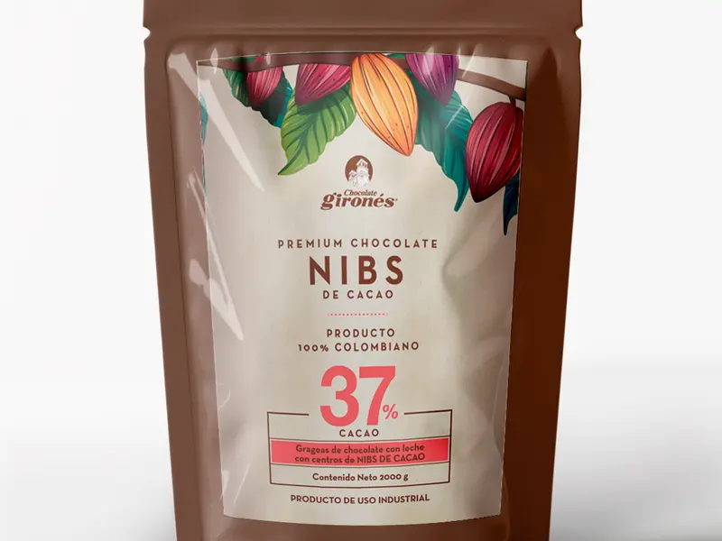 Producto Nibs de cacao cubiertos de chocolate 37% cacao 2 Kg