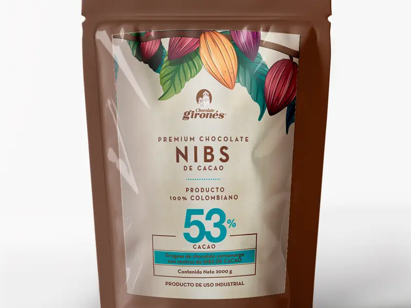 Producto Nibs de cacao cubiertos de chocolate 53% cacao 2 Kg