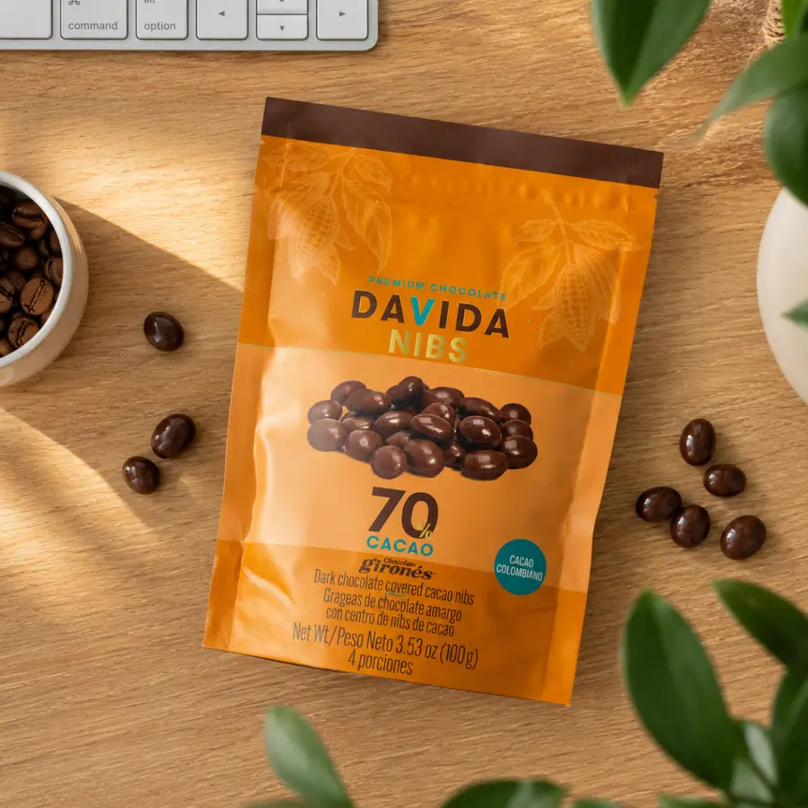 Nibs de cacao cubiertos de chocolate 70% cacao 100g