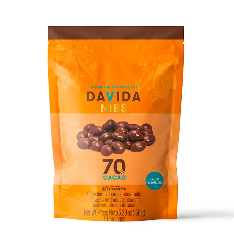 Producto Nibs de cacao cubiertos de chocolate 70% cacao 150g