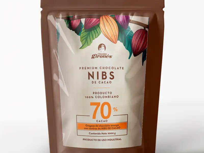 Producto Nibs de cacao cubiertos de chocolate 70% cacao 2 Kg