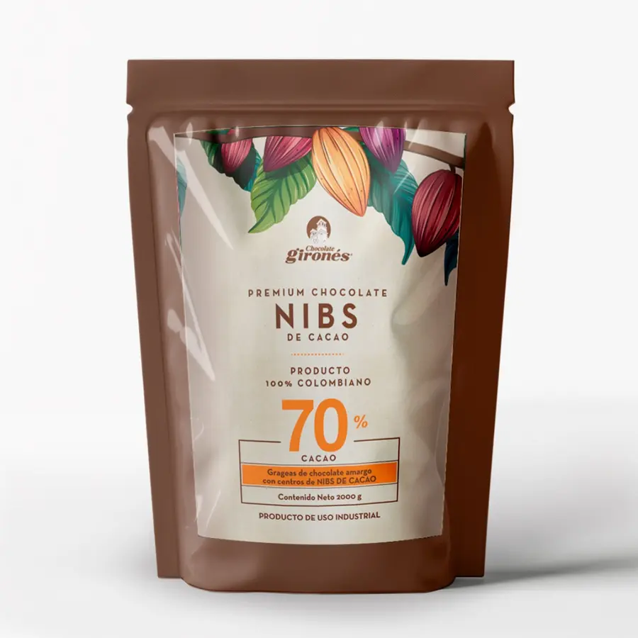 Producto Nibs de cacao cubiertos de chocolate 70% cacao 2 Kg