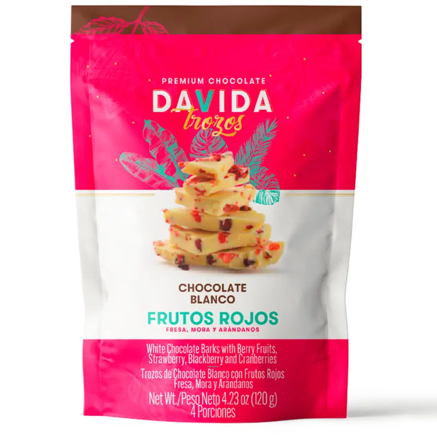Producto Trozos frutos rojos con chocolate blanco 120g
