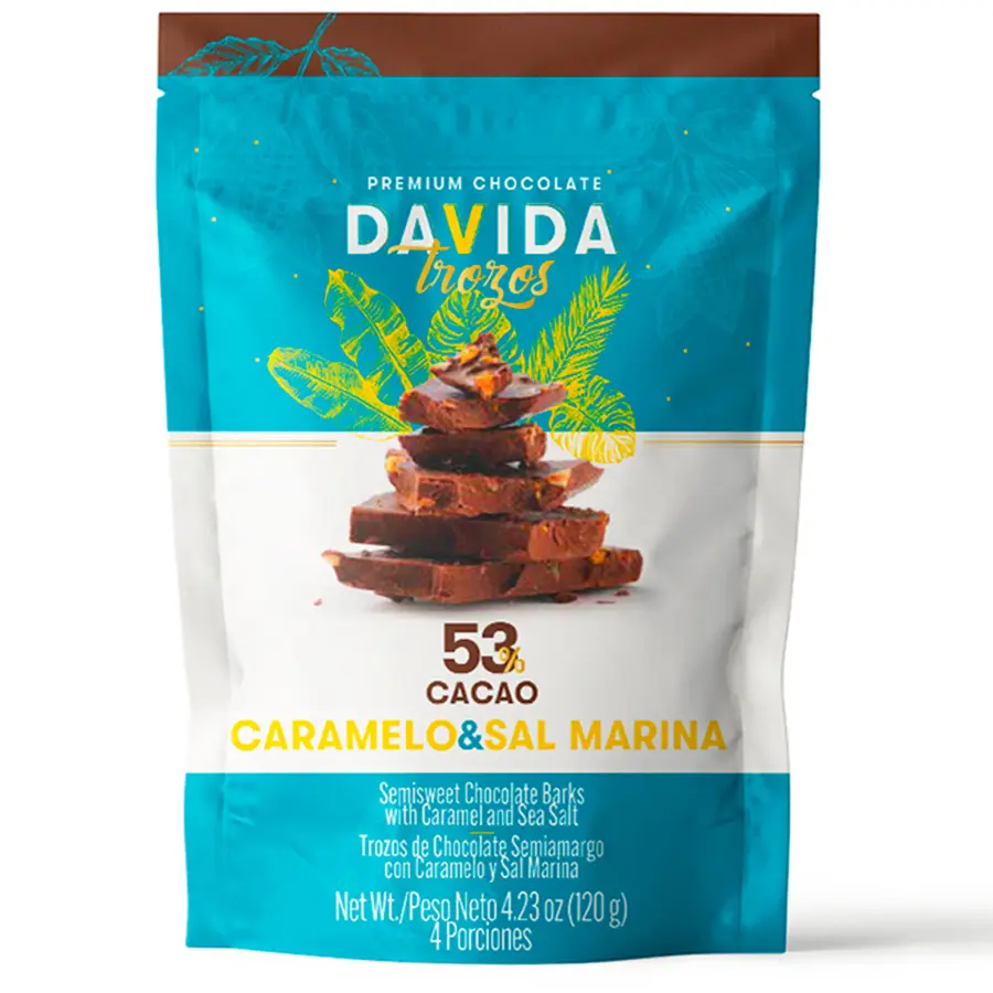 Producto Trozos sal marina & caramelo 53% cacao 120g