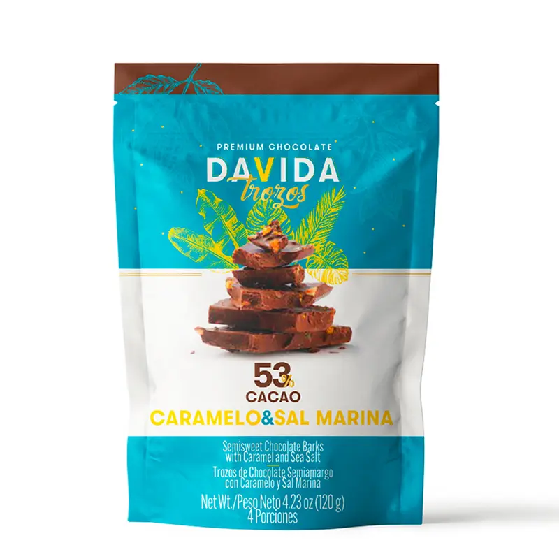 Producto Trozos sal marina & caramelo 53% cacao 120g